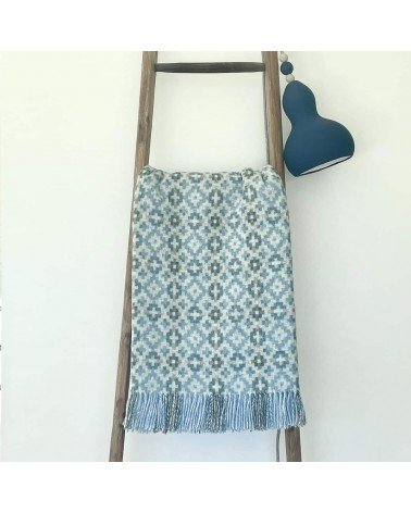 Dartmouth Blue - Pure new wool blanket Bronte by Moon warm cozy soft sofa throw blanket picnic throws and blankets