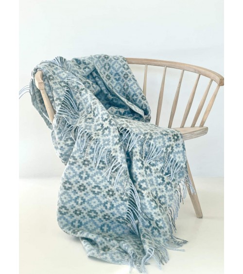 Dartmouth Blue - Pure new wool blanket Bronte by Moon best for sofa throw warm cozy soft
