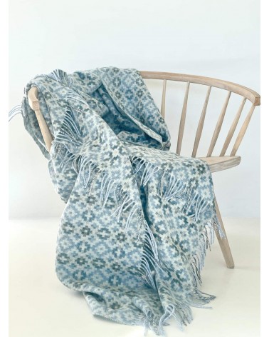 Plaid Dartmouth Bleu - Couverture en pure laine vierge Bronte by Moon plaide pour canapé de lit cocooning chaud