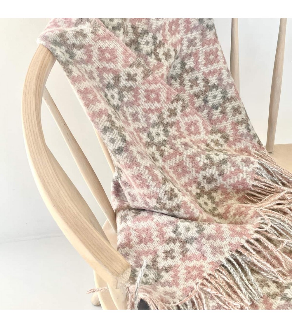 Plaid Dartmouth Corail - Couverture en pure laine vierge Bronte by Moon anglaise plaid tartan ecossais 100 laine highland