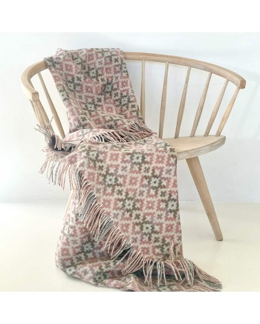 Plaid Dartmouth Corail - Couverture en pure laine vierge Bronte by Moon plaide pour canapé de lit cocooning chaud