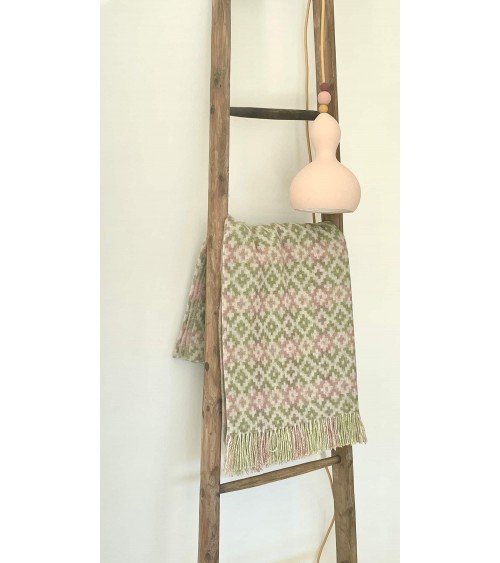 Dartmouth Green - Pure new wool blanket Bronte by Moon warm cozy soft sofa throw blanket picnic throws and blankets