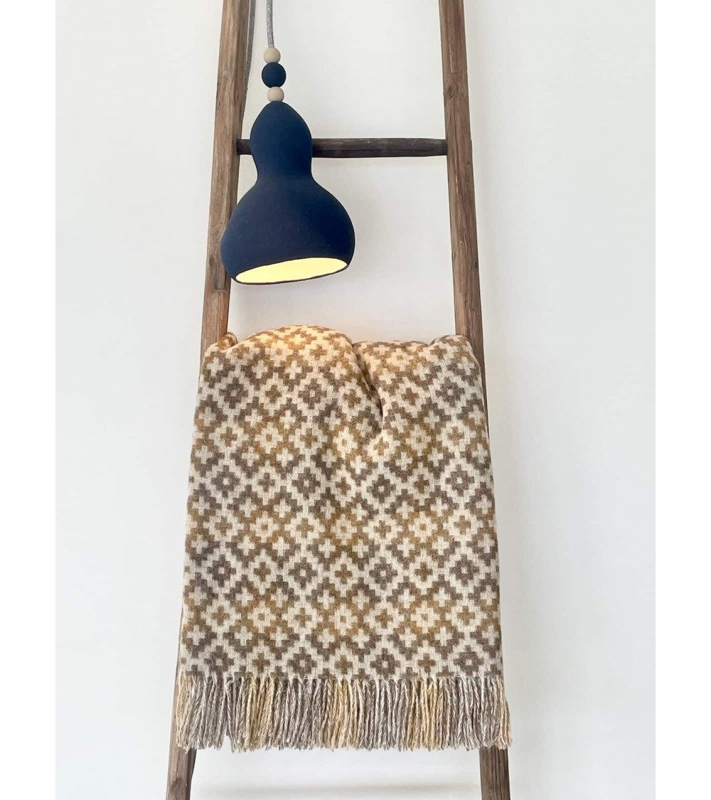 Dartmouth Gold - Coperta di pura lana vergine Bronte by Moon plaid per divano in lana coperta morbida letto matrimoniale plai...