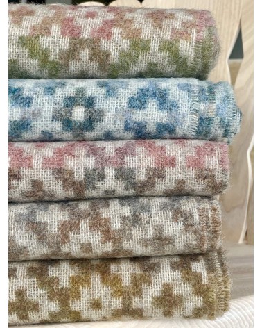 Dartmouth Blue - Pure new wool blanket Bronte by Moon warm cozy soft sofa throw blanket picnic throws and blankets