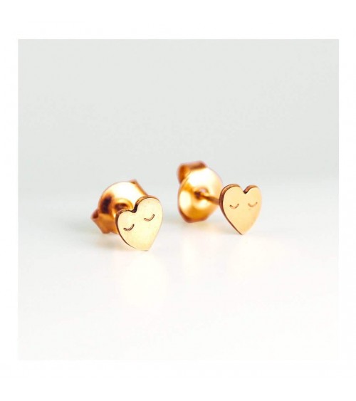 Coeur regard - Boucles d'oreilles dorées à l'or fin Adorabili Paris fantaisie original femme suisse