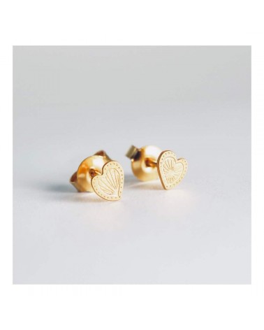 Coeur Parme - Boucles d'oreilles dorées à l'or fin Adorabili Paris fantaisie original femme suisse