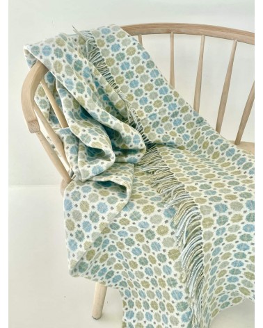 MILAN Blue - Merino wool blanket Bronte by Moon best for sofa throw warm cozy soft