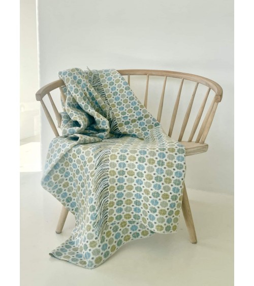Plaid MILAN Bleu - Couverture en laine mérinos Bronte by Moon un plaid cocooning couverture chaude douce plaide lit