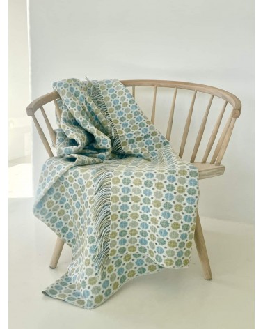 MILAN Blue - Merino wool blanket Bronte by Moon best for sofa throw warm cozy soft