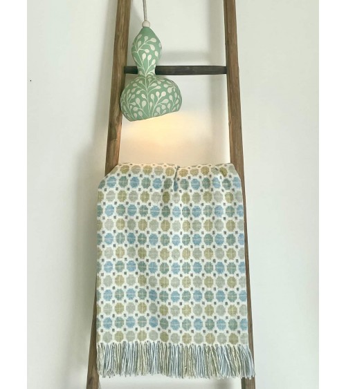 Plaid MILAN Bleu - Couverture en laine mérinos Bronte by Moon un plaid cocooning couverture chaude douce plaide lit