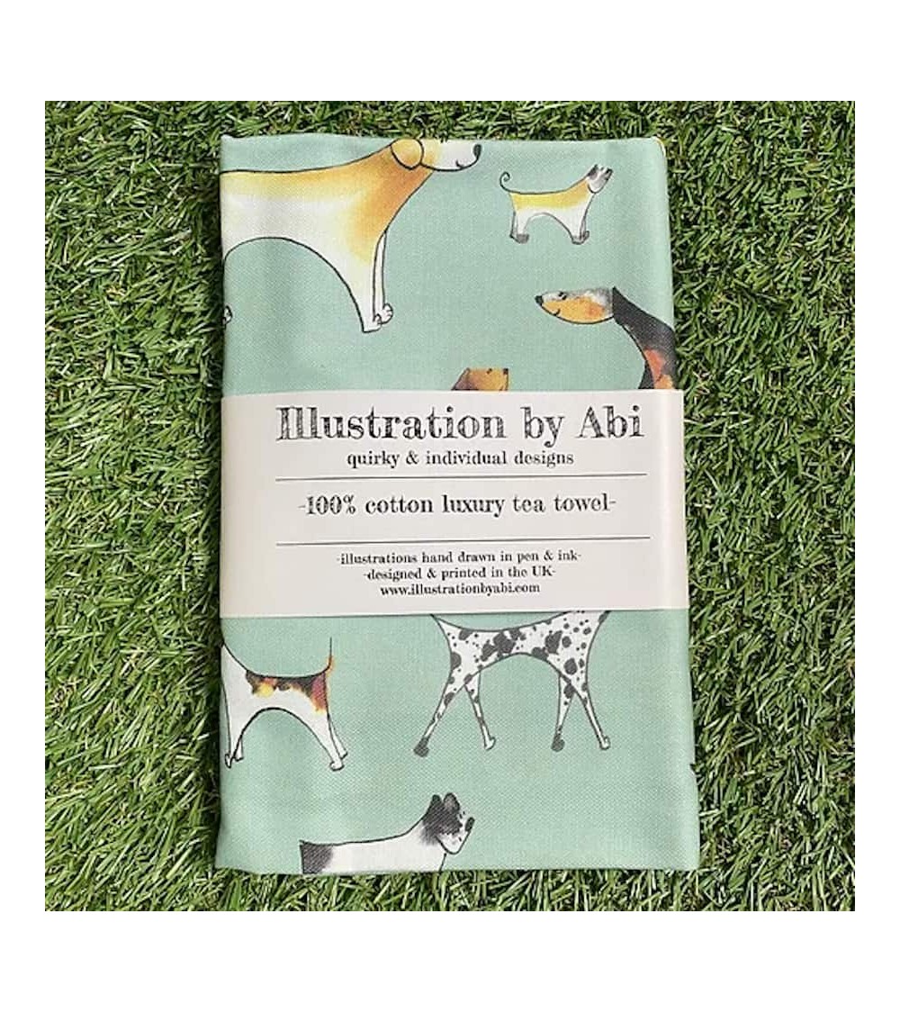 Tea Towel - Dogs - Green Illustration by Abi best kitchen hand towels fall funny cute
