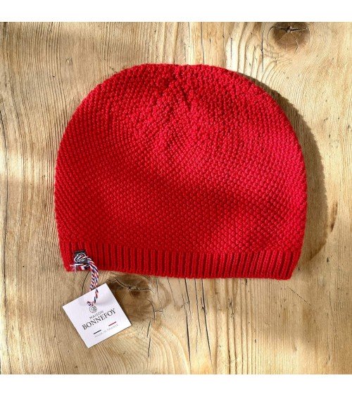 Joel - Bonnet en laine mérinos - Rouge Maison Bonnefoy idée cadeau original suisse