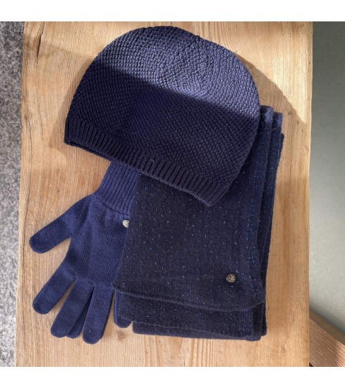 Alix - Merino wool Gloves - Blue Maison Bonnefoy original gift idea switzerland