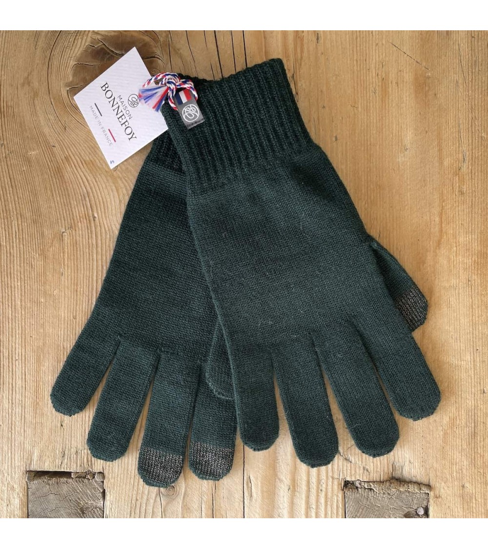 Gants tactiles en laine Perinne - Vert Forêt Maison Bonnefoy idée cadeau original suisse