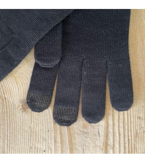 Gants tactiles en laine Perinne - Noir Maison Bonnefoy idée cadeau original suisse