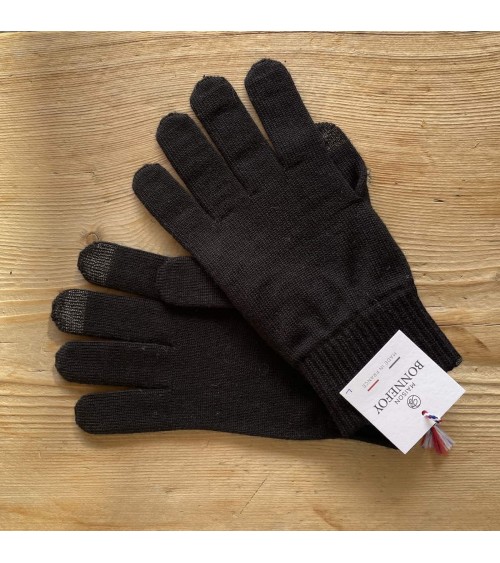 Merino wool Gloves Perinne - Black Maison Bonnefoy original gift idea switzerland