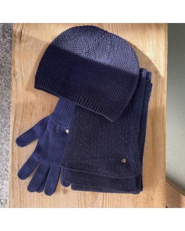 Manon blau - Schal aus Wolle, Kaschmir und Seide Maison Bonnefoy Damen Winter Winterschal Herrenschal woll schal mit fransen ...