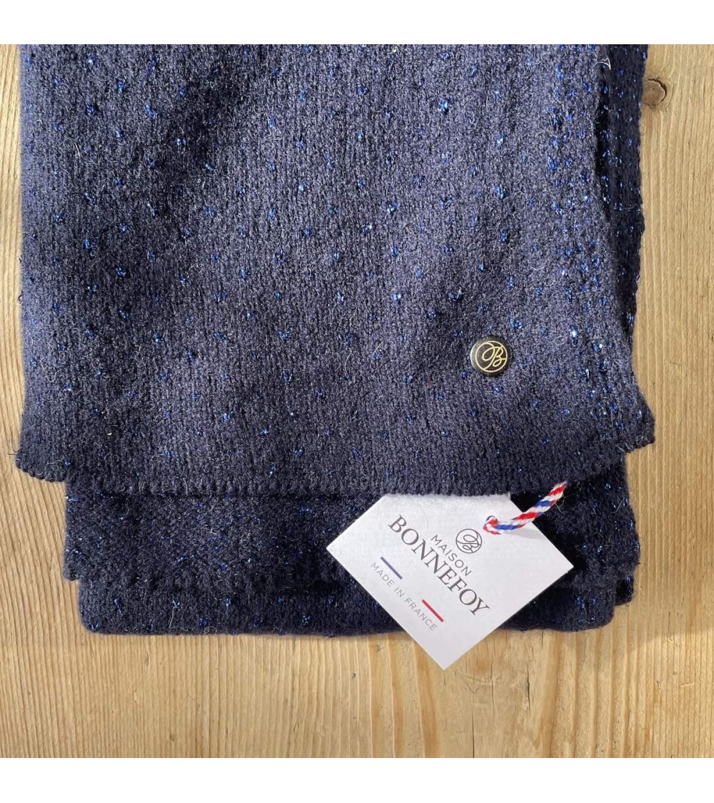 Manon Bleu - Écharpe en laine, cachemire et soie Maison Bonnefoy luxe pour femme homme Suisse Kitatori