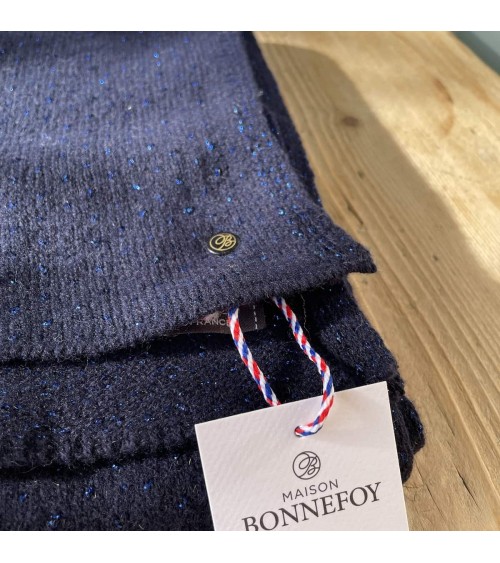 Manon Bleu - Écharpe en laine, cachemire et soie Maison Bonnefoy luxe pour femme homme Suisse Kitatori