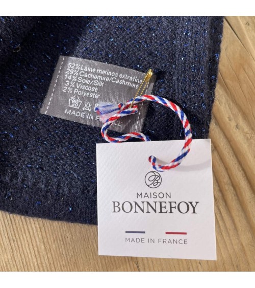 Manon Bleu - Écharpe en laine, cachemire et soie Maison Bonnefoy luxe pour femme homme Suisse Kitatori