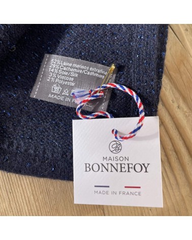 Manon Bleu - Écharpe en laine, cachemire et soie Maison Bonnefoy luxe pour femme homme Suisse Kitatori