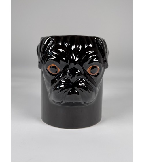 Black Pug - Animal Pencil pot & Flower pot - Dog Quail Ceramics pretty pen pot holder cutlery toothbrush makeup brush