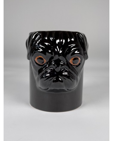 Black Pug - Animal Pencil pot & Flower pot - Dog Quail Ceramics pretty pen pot holder cutlery toothbrush makeup brush