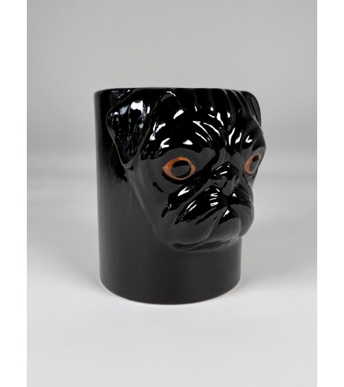 Schwarzer Mops - Stiftehalter & Blumentopf - Hund Quail Ceramics schreibtisch büro kinder besteckbehälter make up pinselhalter