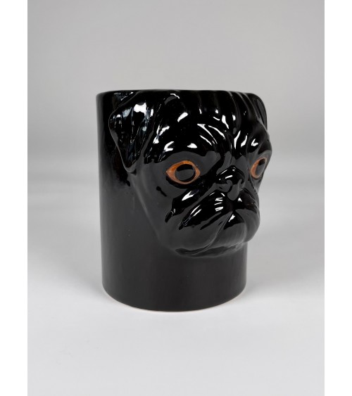 Black Pug - Animal Pencil pot & Flower pot - Dog Quail Ceramics pretty pen pot holder cutlery toothbrush makeup brush