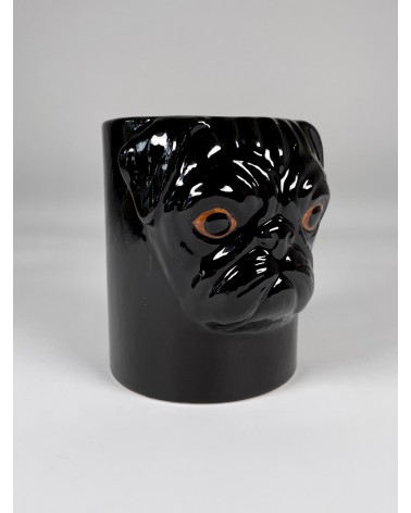 Black Pug - Animal Pencil pot & Flower pot - Dog Quail Ceramics pretty pen pot holder cutlery toothbrush makeup brush