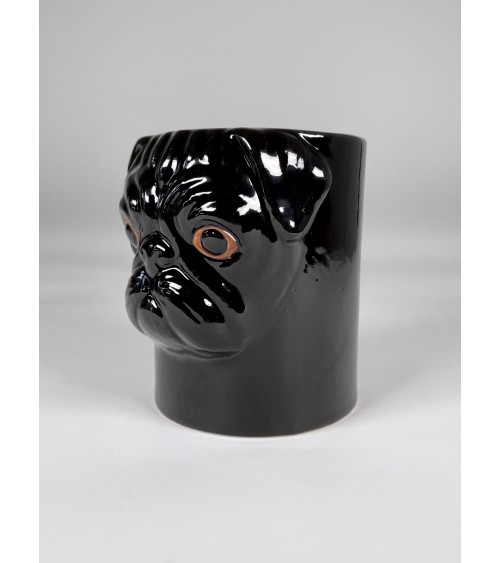 Carlin Noir - Porte crayon & stylo, Petit pot de fleur - Chien Quail Ceramics bureau original design pour plantes intérieur à...