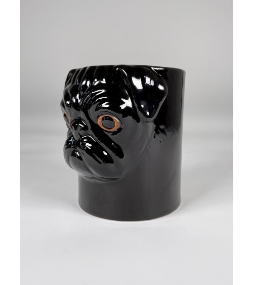 Black Pug - Animal Pencil pot & Flower pot - Dog Quail Ceramics pretty pen pot holder cutlery toothbrush makeup brush