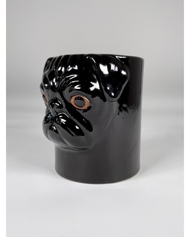 Black Pug - Animal Pencil pot & Flower pot - Dog Quail Ceramics pretty pen pot holder cutlery toothbrush makeup brush