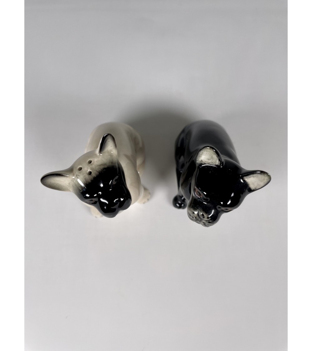 Salt and pepper shaker French Bulldog Quail Ceramics