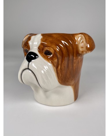 Bouledogue Anglais - Porte crayon & stylo, Petit pot de fleur Quail Ceramics bureau original design pour plantes intérieur à ...