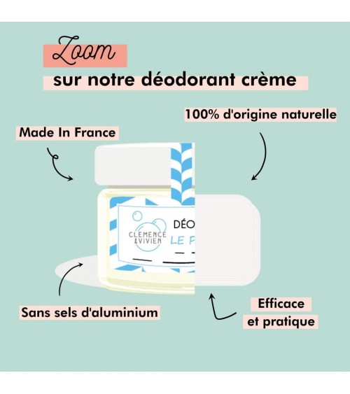 Peau sensible - Mandarine - Déodorant naturel, déo bio en crème Clémence et Vivien cosmetique naturel de qualité vegan