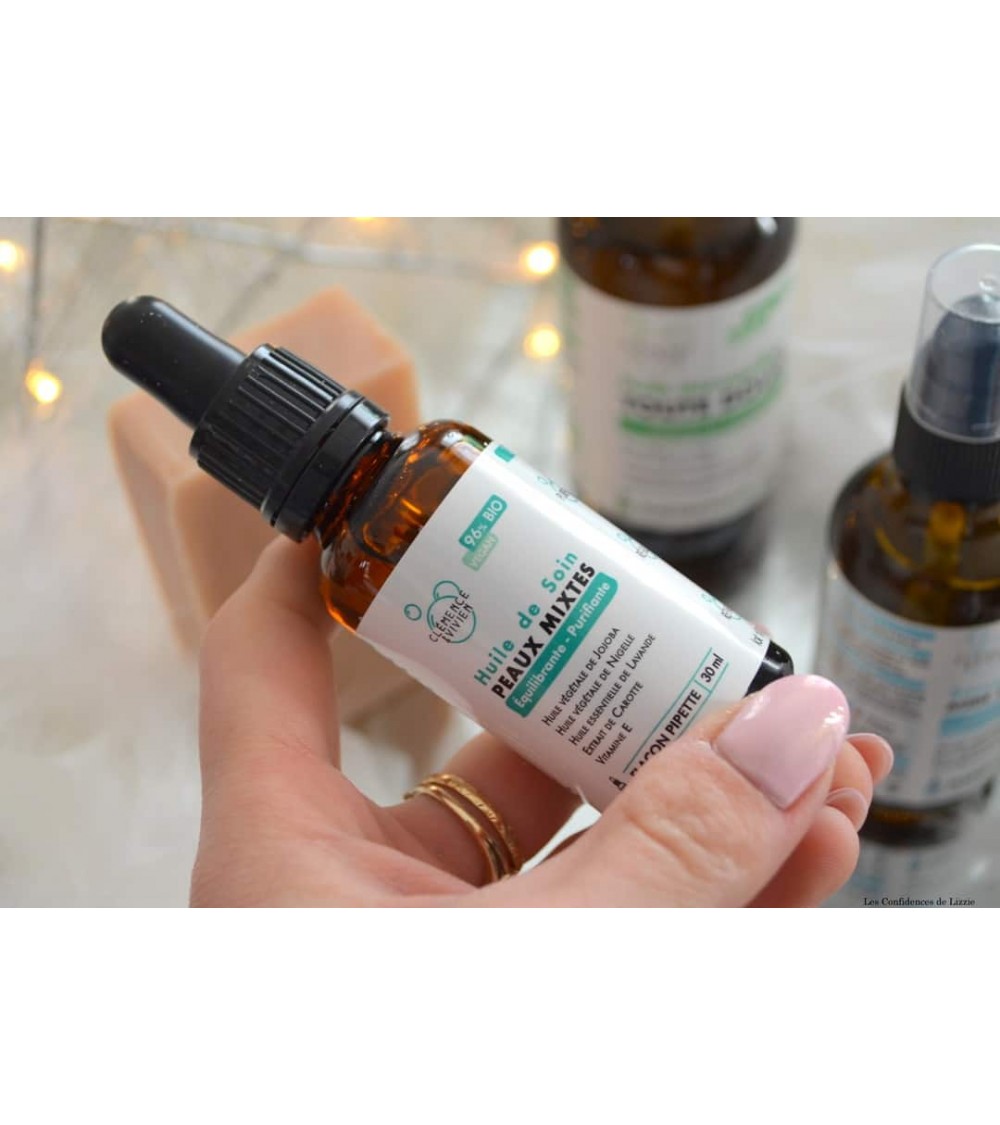 Huile de soin peaux mixtes Clémence et Vivien cosmetique naturel de qualité vegan