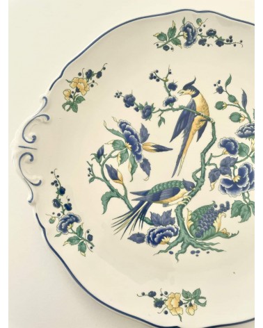 Villeroy & Boch Phoenix blau - Piatto per torte con manici kitatori mobili Oggetto di design vintage svizzera