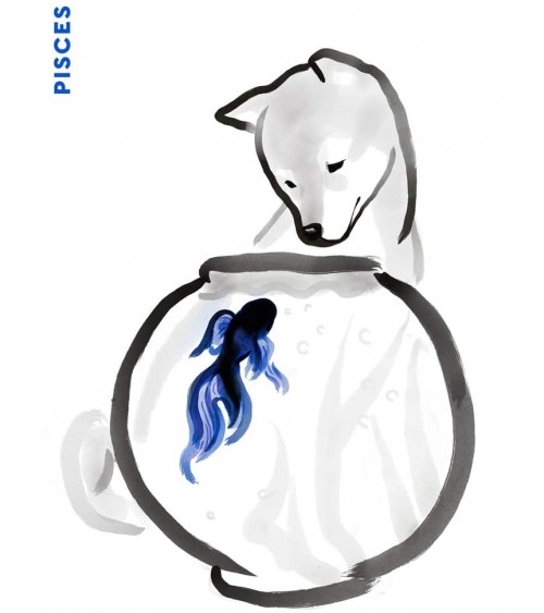 Birthday card horoscope - Pisces Rice&Ink happy birthday wishes for a good friend congratulations cards