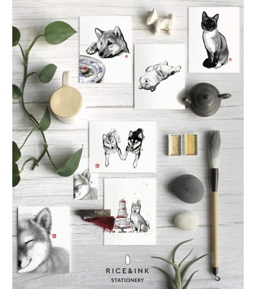 Grußkarte - Shiba-Welpe Rice&Ink glückwunschkarte zur hochzeit geburt zum geburtstag kaufen