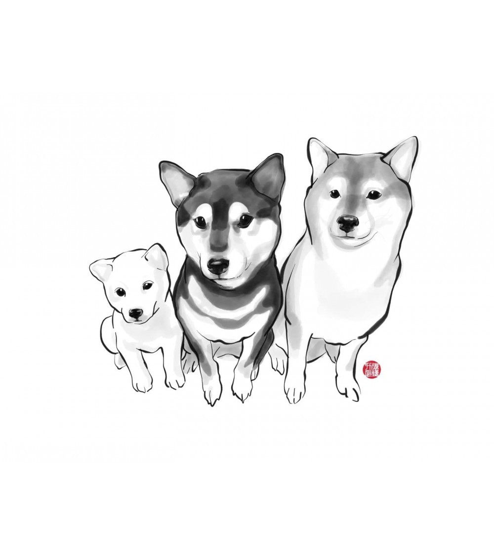 Greeting Card - Three Musketeers Shiba Inu Rice&Ink happy birthday wishes for a good friend congratulations cards