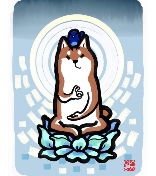 Poster - Buddha Shiba Inu Rice&Ink decorativi per pareti