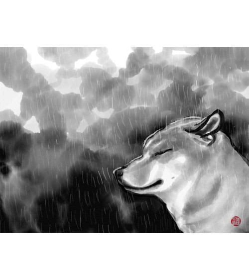 Poster - Shiba - Regentag Rice&Ink online bestellen shop store kunstdrucke kaufen wandposter artposter kunstposter cool unique