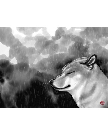 Poster - Shiba - Regentag Rice&Ink online bestellen shop store kunstdrucke kaufen wandposter artposter kunstposter cool unique