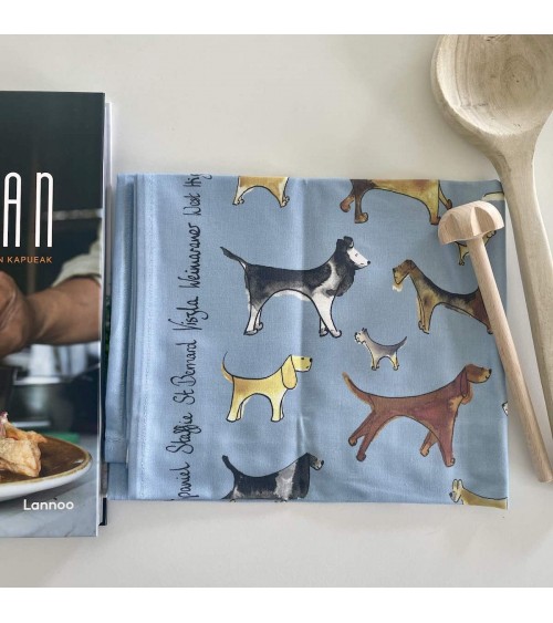 Küchentuch - Hunde - Blau Illustration by Abi geschirr küchen tücher kaufen schöne modern küchenhandtücher
