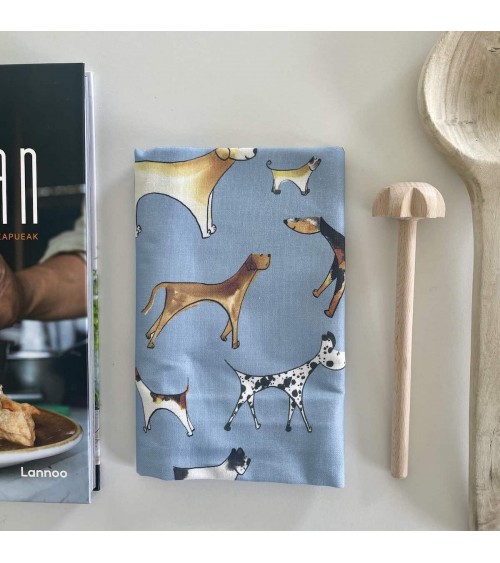 Küchentuch - Hunde - Blau Illustration by Abi geschirr küchen tücher kaufen schöne modern küchenhandtücher