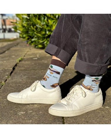 Save the ducks - Bamboo Socks Bare Kind funny crazy cute cool best pop socks for women men