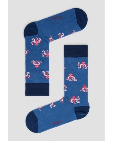 Chaussettes BeOctopus - Pieuvres - Bleu Besocks jolies chausset pour homme femme fantaisie drole originales