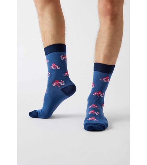 Chaussettes BeOctopus - Pieuvres - Bleu Besocks jolies pour femme originales pour homme chausset rigolotes drole Suisse