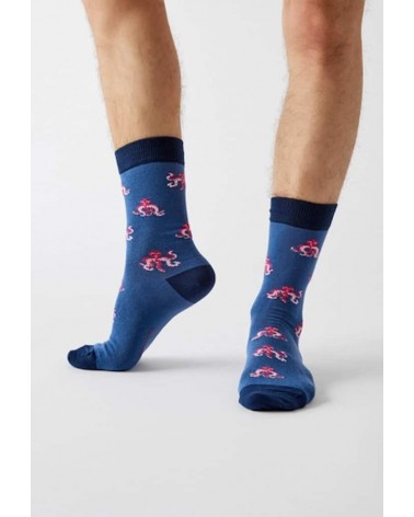 Chaussettes BeOctopus - Pieuvres - Bleu Besocks jolies chausset pour homme femme fantaisie drole originales